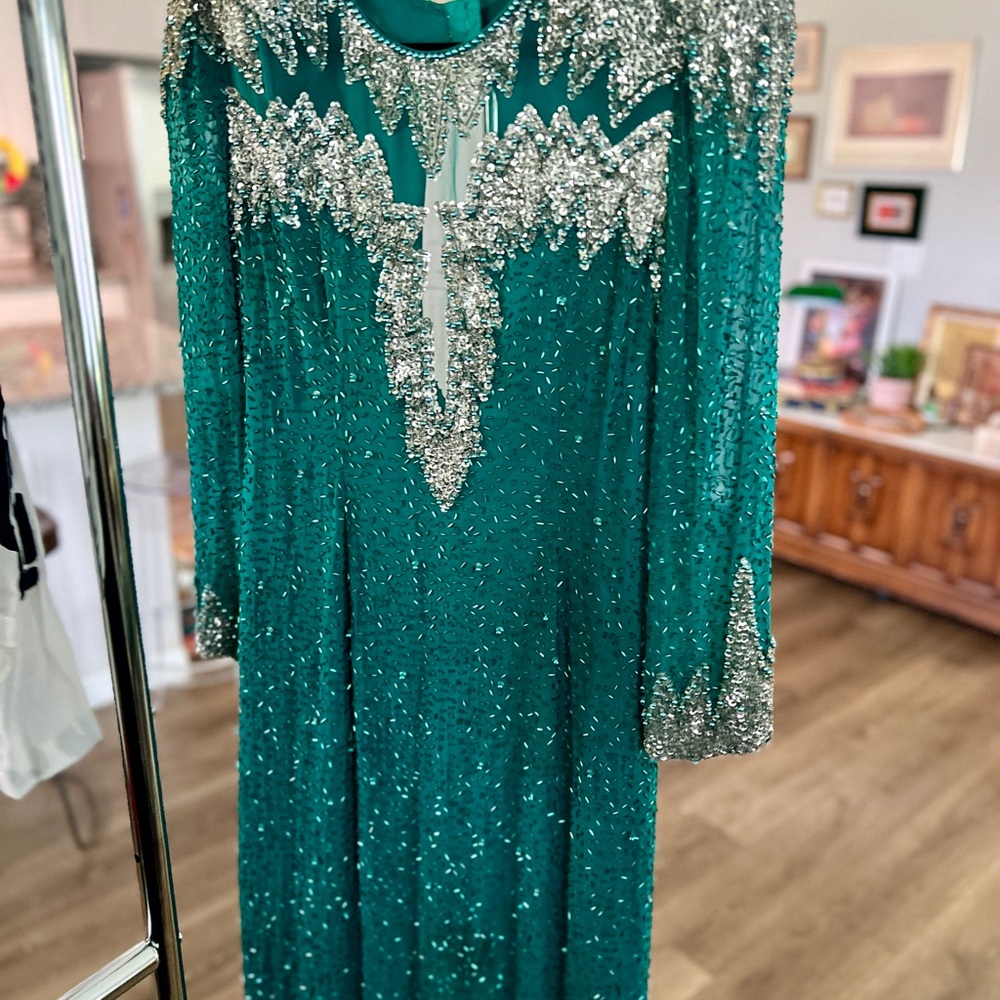 Vintage Dazzling Blue and Silver Sequin Dress